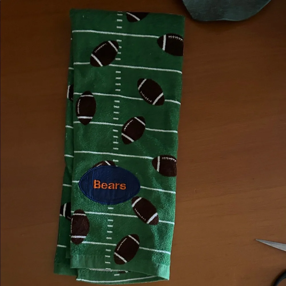 Green Football Field Towel with Bears Patch